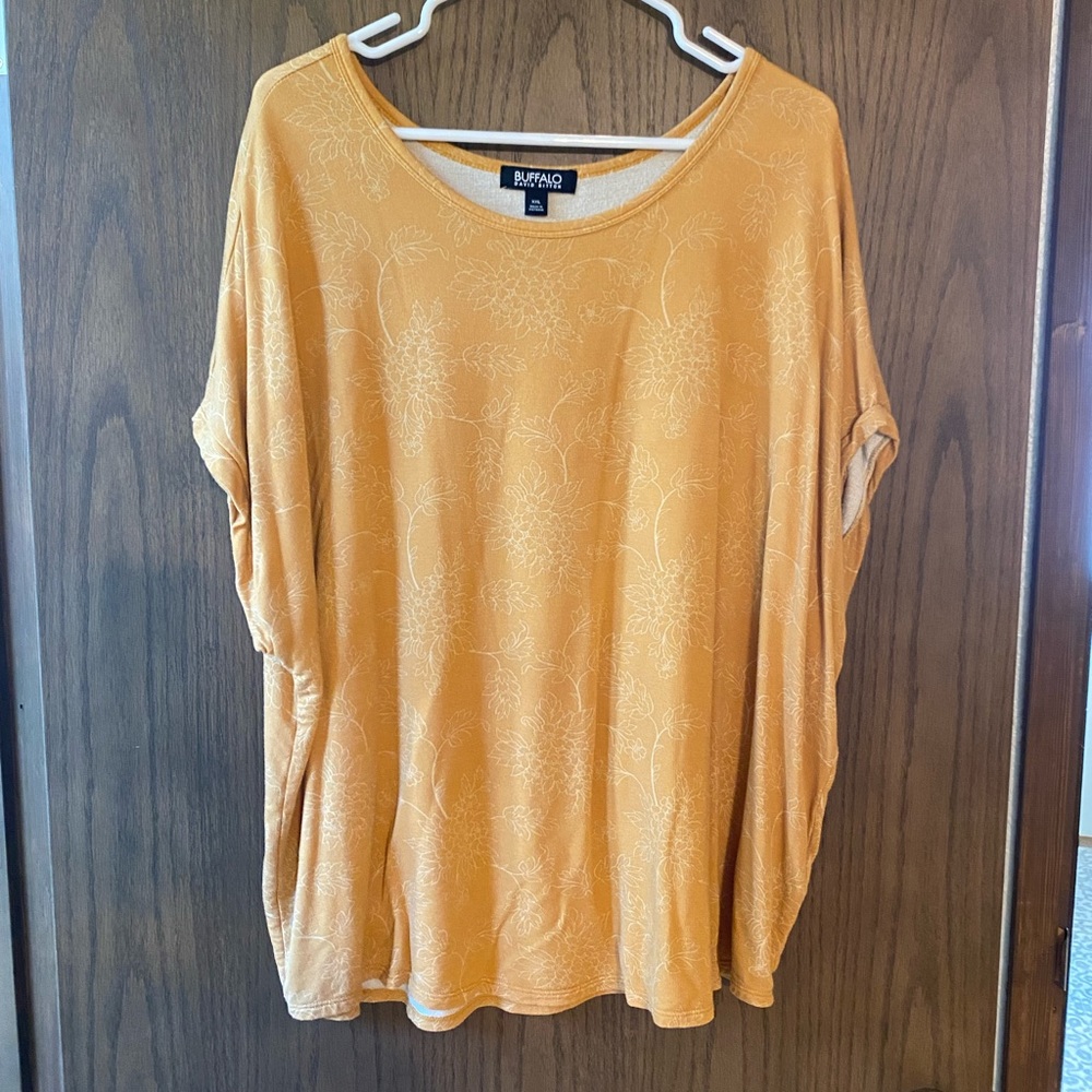 Buffalo David Bitton Mustard Floral Tunic Top